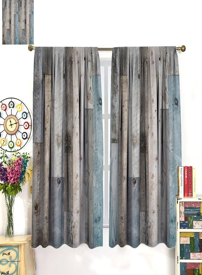 YCness Old Plank Door Curtains Rustic Farmhouse Wooden Cabin Rural Theme Art Printed Window Drapes for Bedroom Living Room Kitchen Decor Fabric Set 2 Panel 42x45 Inch 30% Shading Rate - Image 3